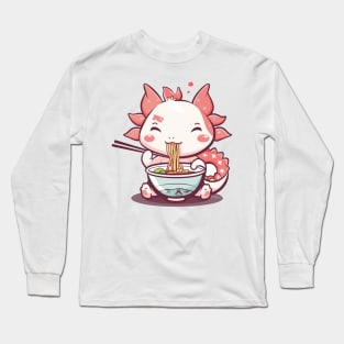 Kawaii axolotl eating ramen Long Sleeve T-Shirt